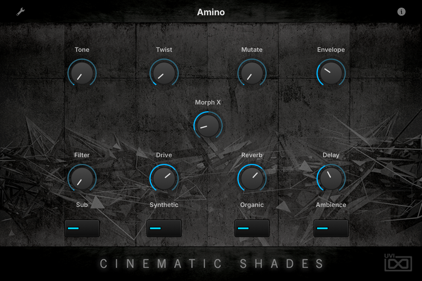 Cinematic Shades INFO tab — Amino preset