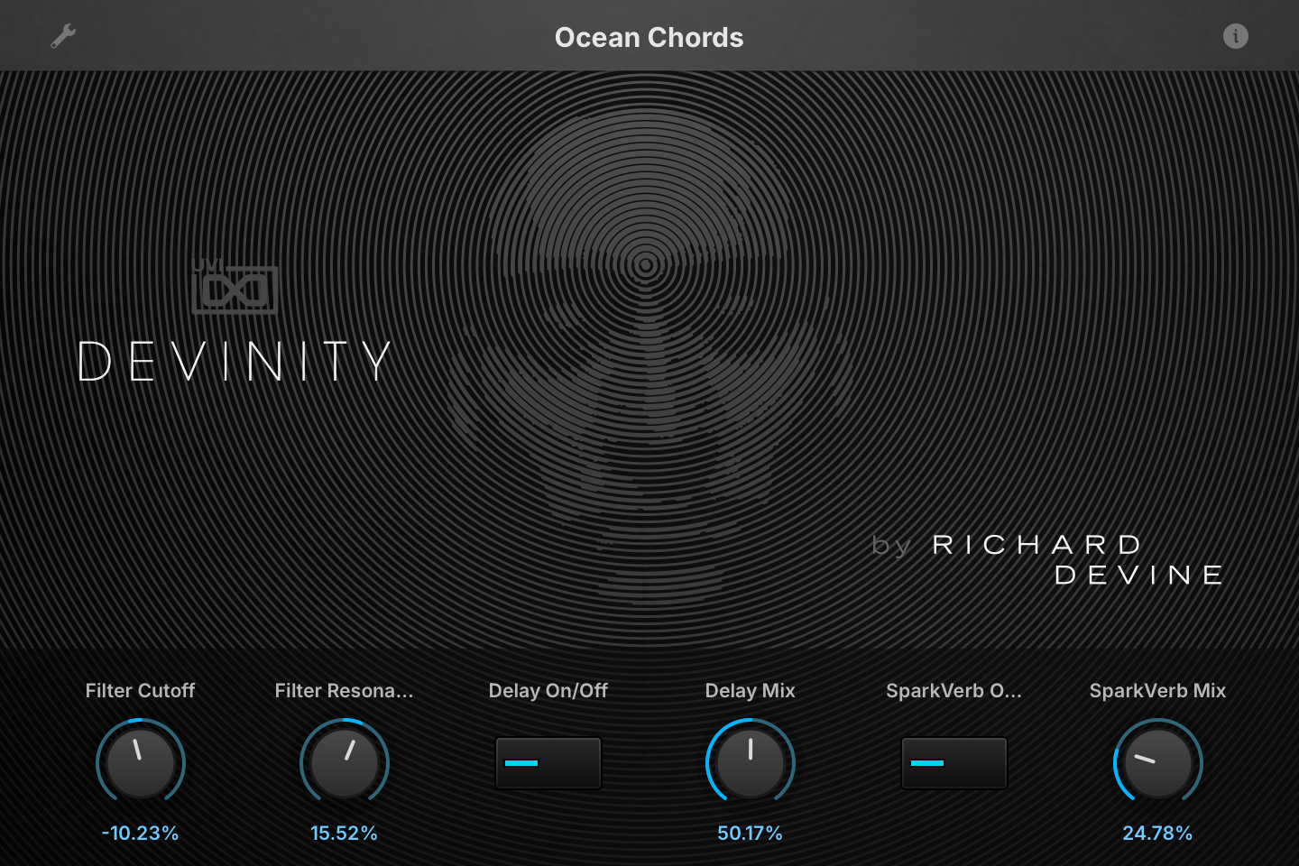 Devinity INFO tab — Ocean Chords preset