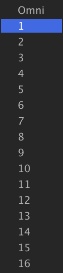 MIDI channel menu of part 2 with channel 1 highlighted