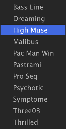 Line presets submenu with High Muse highlighted
