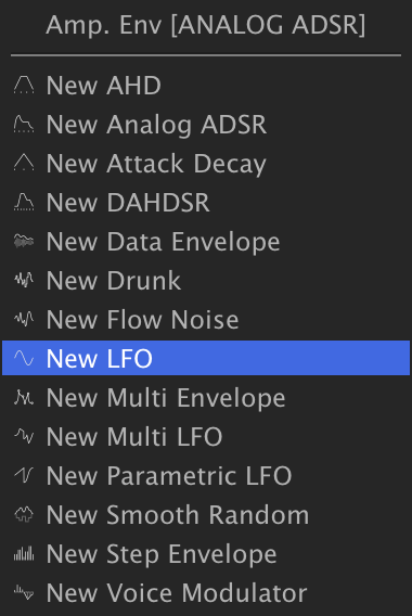 Cutoff knob context menu: Add Modulation › Keygroup › New LFO