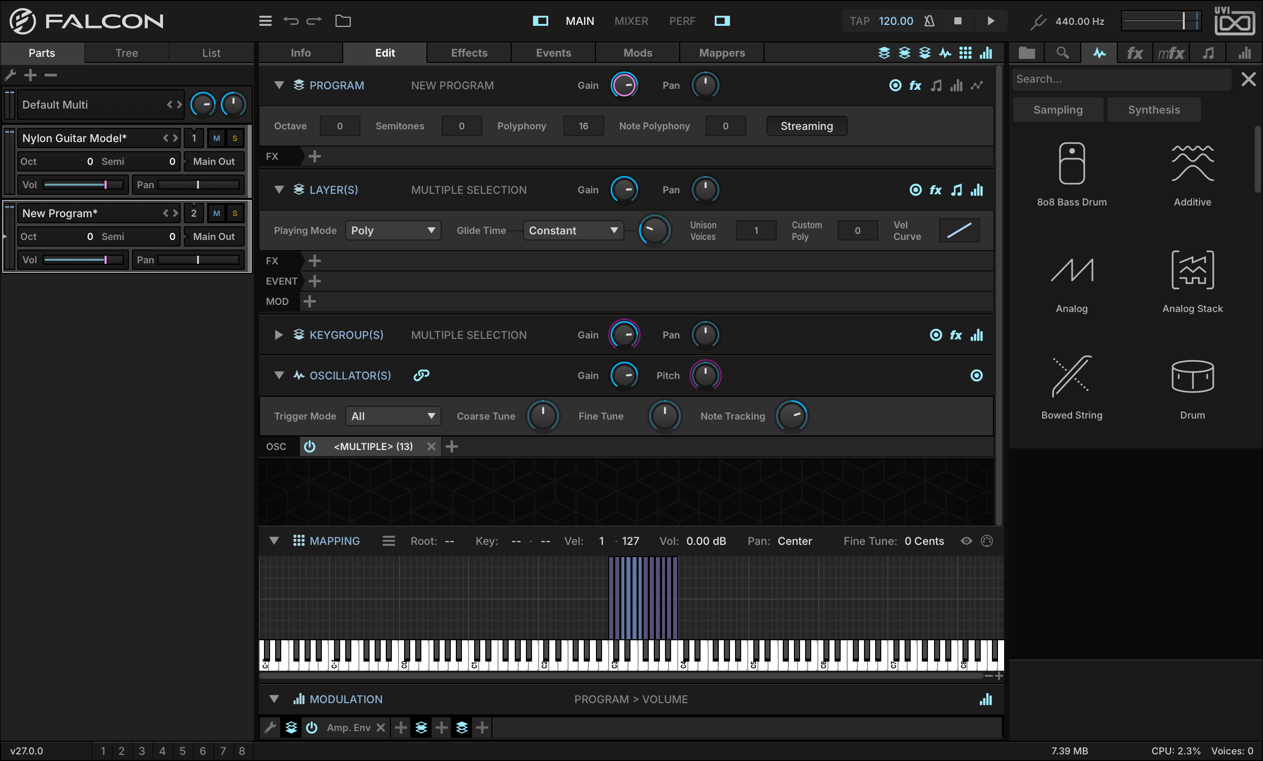 After MAP: a new layer with one keygroup per slice in the Mapping Editor