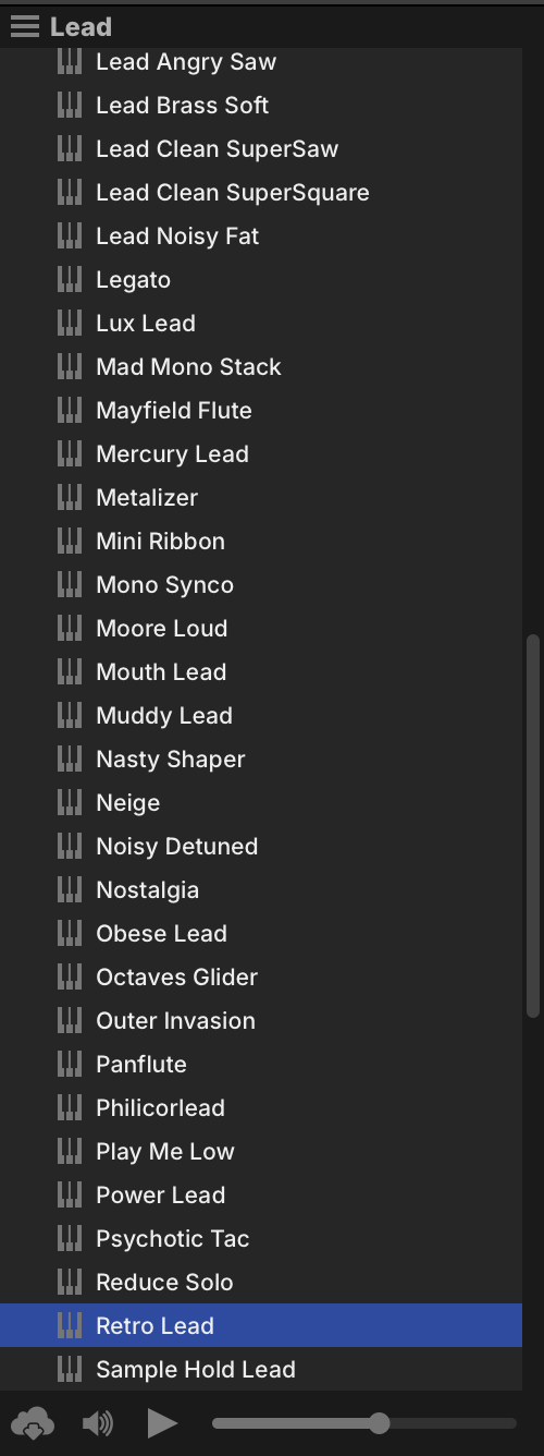 Sidebar browser on Falcon Factory rev2 › Lead with Retro Lead selected