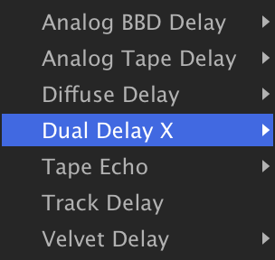 Effect header context menu: Delay › Dual Delay X