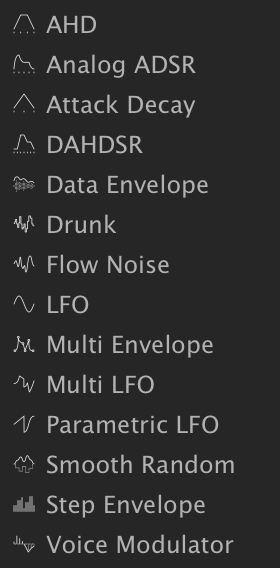 Modulator type list, Multi Envelope