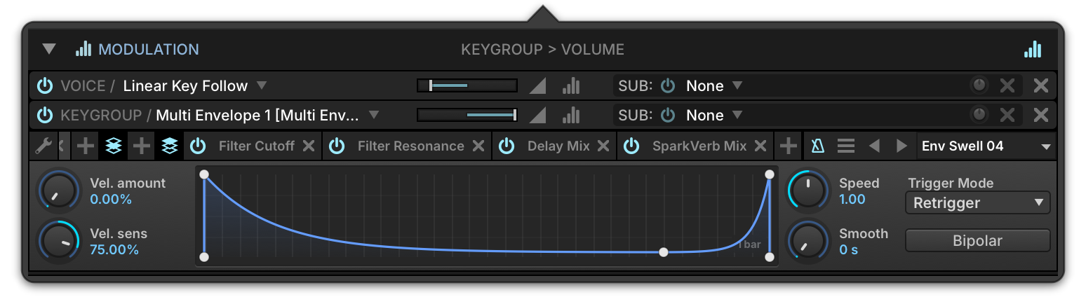 Multi Envelope showing the Env Swell 04 curve
