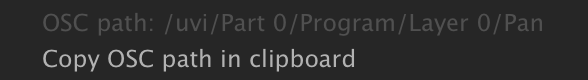OSC submenu showing the parameter’s OSC path and Copy OSC path in clipboard