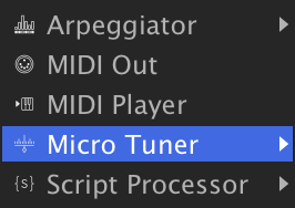 Add Event Processor submenu with Micro Tuner
