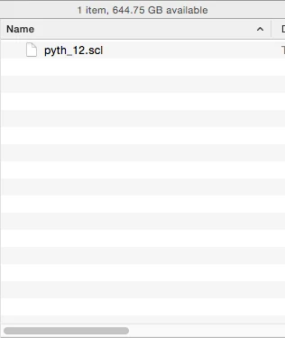 The pyth_12.scl file in a Finder window, ready to drag