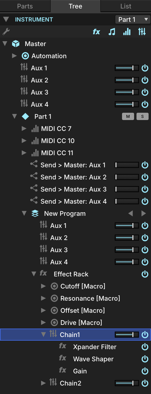 Fuzz4’s FX chain in the Tree view