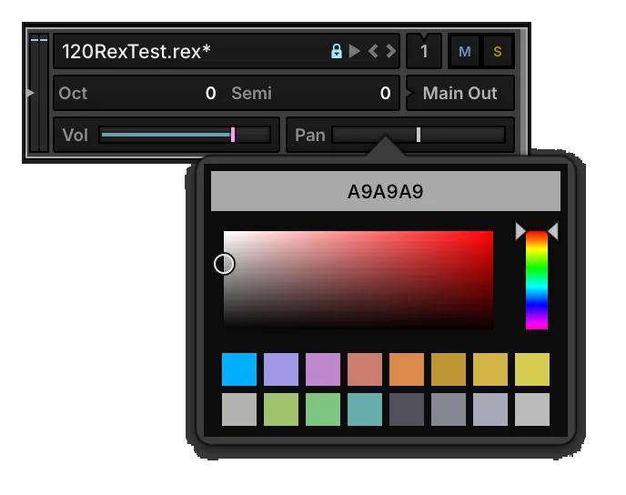 Part row — loop controls and color