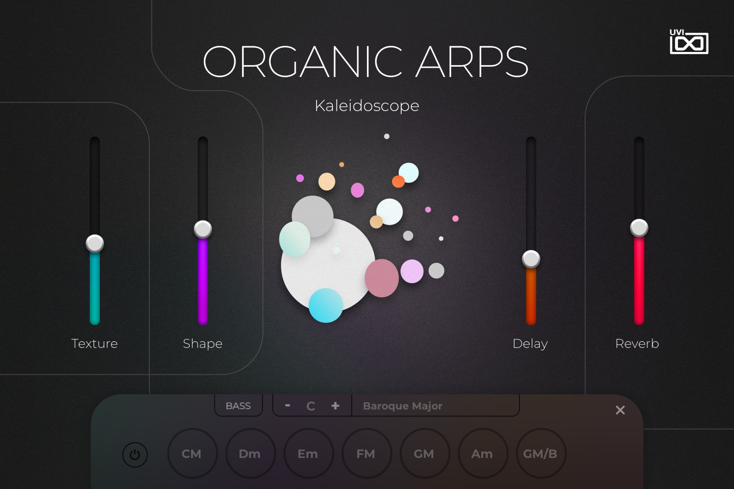 Organic Arps INFO tab — Kaleidoscope preset