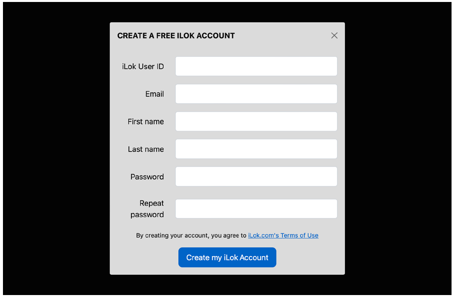 Formulaire de création d’un compte iLok gratuit