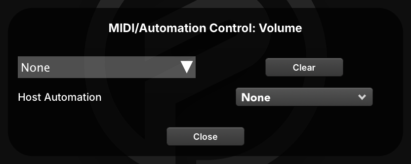 MIDI/Automation Control dialog