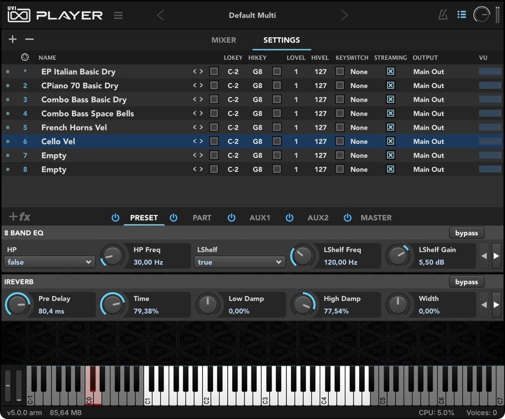 UVI Player — Multi Mode: Settings